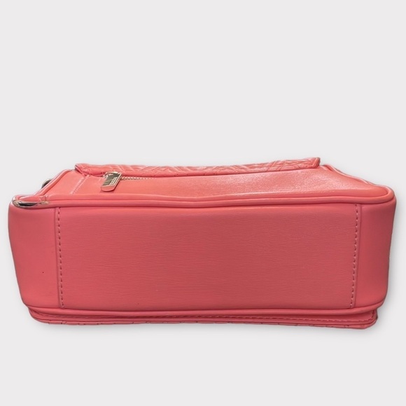 Versace Jeans Pink Leather Shoulder Bag Quilted Front Silver Locking Clasp Purse - Picture 5 of 15